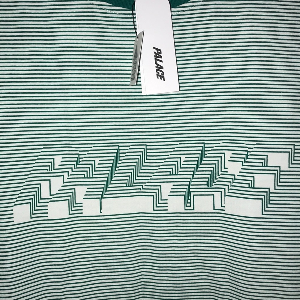 Palace 3-D green and white striped T-shirt